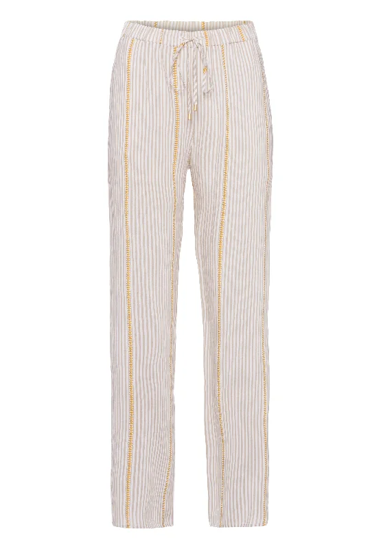 Women's Casual Wear Clothes Sleep And Lounge Woven Long Pant | Safari Stripe 77617-2008