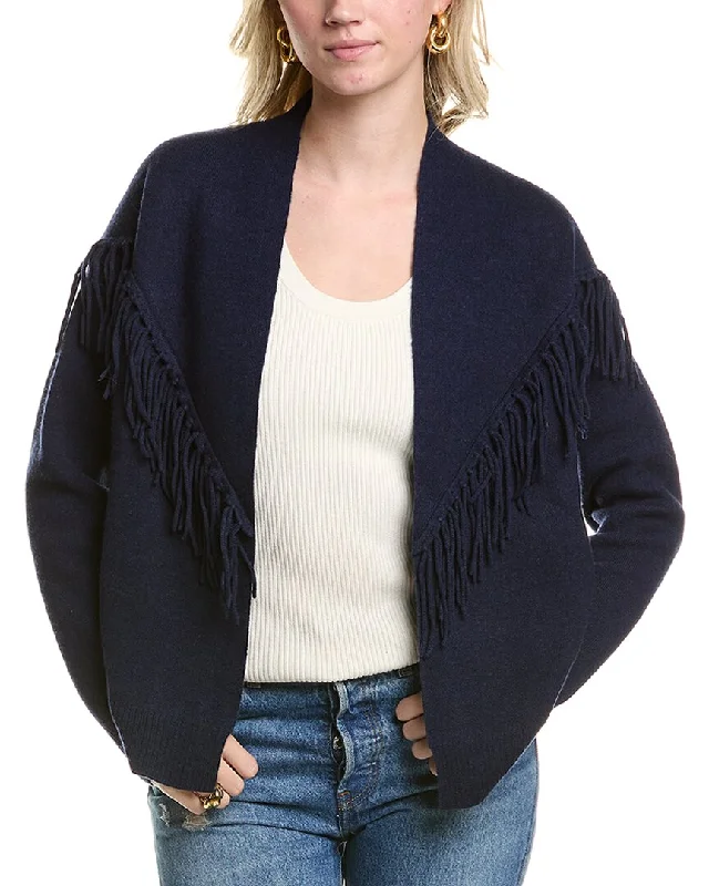 Fashionable Women's Casual Apparel MEIR Fringe Wool & Cashmere-Blend Cardigan