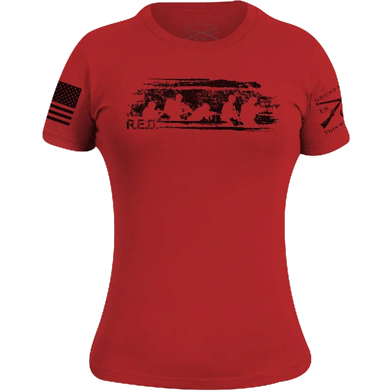 Affordable Women's Clothing Grunt Style Women's R.E.D. Friday T-Shirt - Red