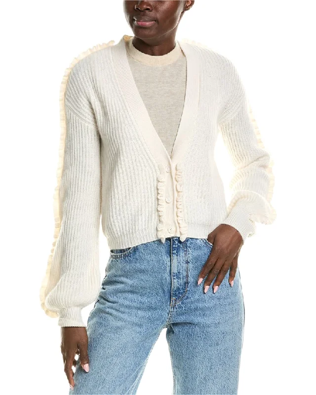 Women's Work Outfit For The Office QUINN Ruffle Trim Cashmere Cardigan