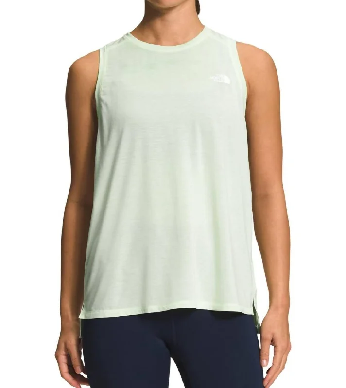 Charming Women's Garments Wander Slitback Tank Top In Lime Cream Heather