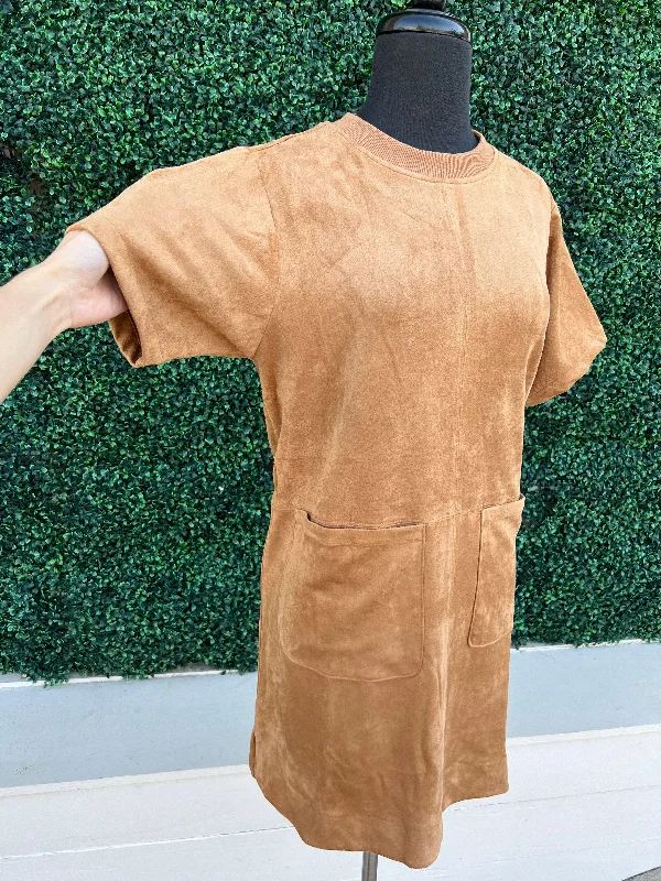 Women's Clothing Sets Camel Faux Suede Shift Dress