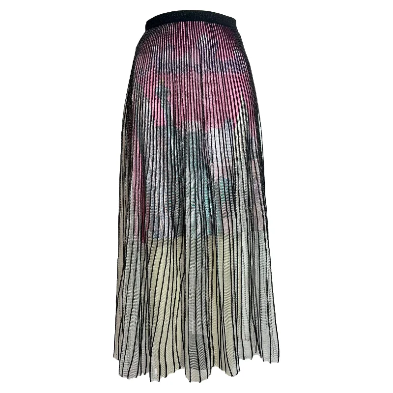 Elegant Clothing For Women Balenciaga New York City Print Pleated Midi Skirt in Multicolor Viscose