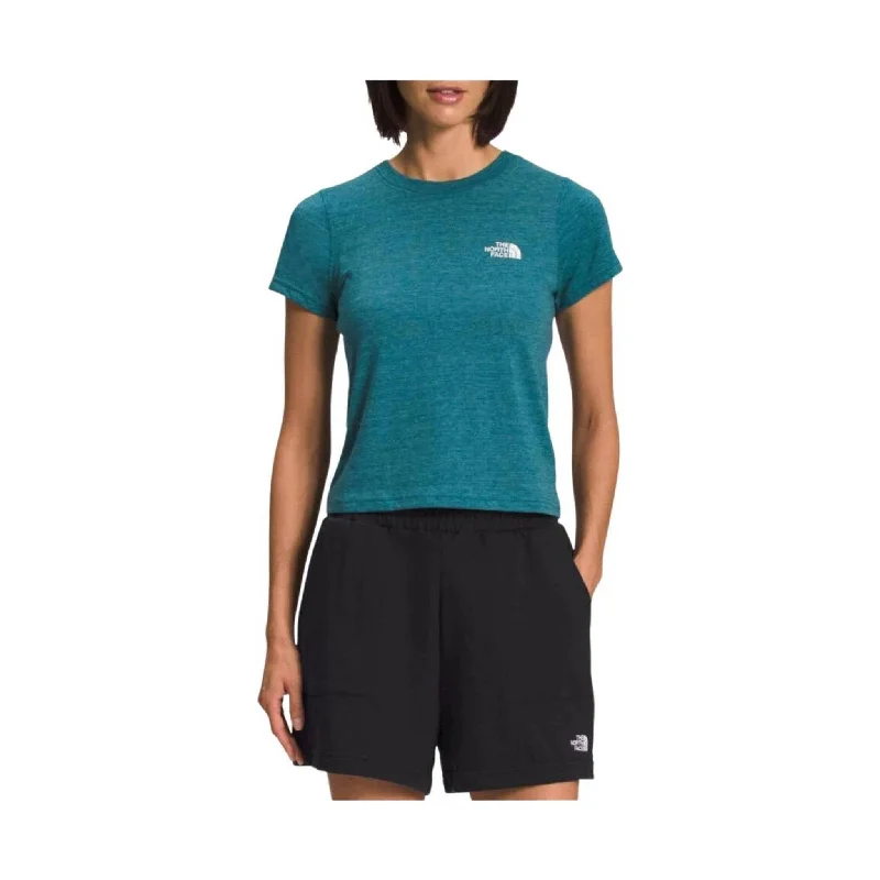 Women's Stylish Vacation Attire The North Face Women's Short Sleeve Simple Logo Tee - Blue Coral Heather - ONLINE STORE CREDIT/EXCHANGE ONLY