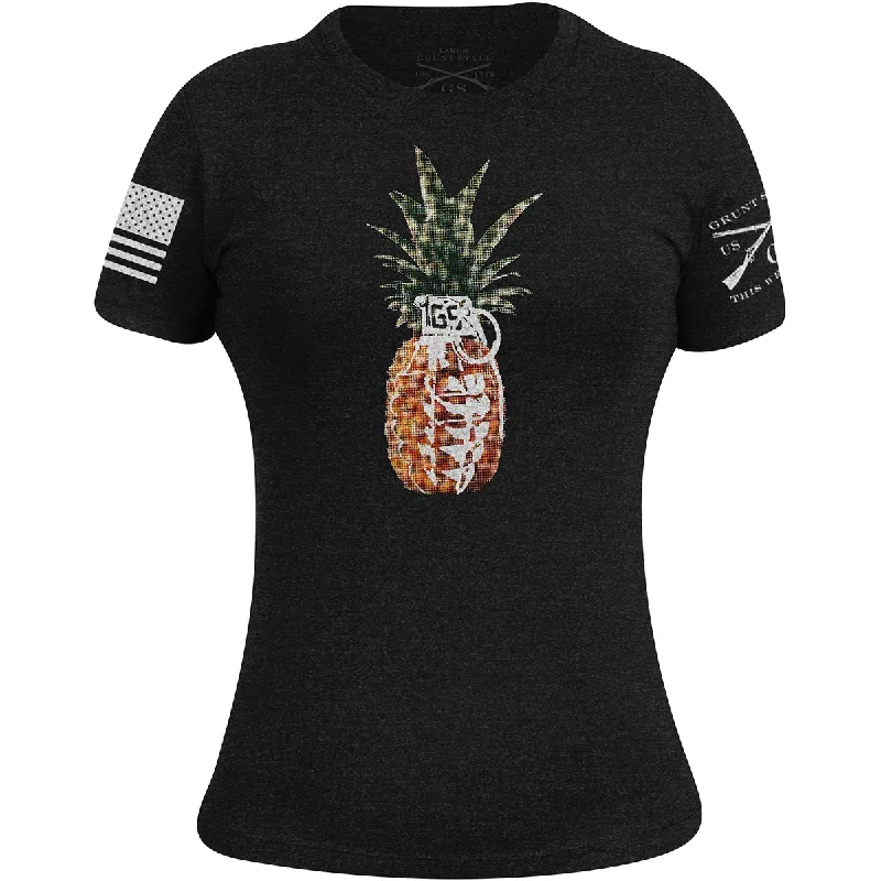 Women's Luxury Attire Grunt Style Women's Pineapple Grenade T-Shirt - Black