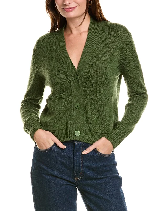 Women's Relaxed Outfit Forte Cashmere Pocket V-Neck Wool & Cashmere-Blend Cardigan