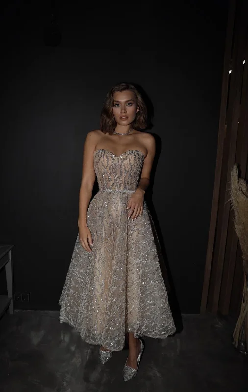 Women's High-Fashion Outfit FashionSierra - Slim Off Shoulder Sexy Party Tube Top Sequins Celebrity Dresses