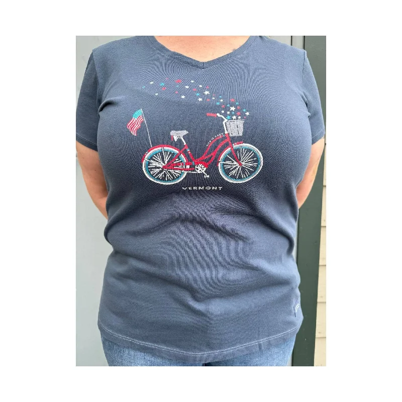 Elegant Women's Attire Life is Good Women's Vermont Exclusive American Bike Tee - Darkest Blue