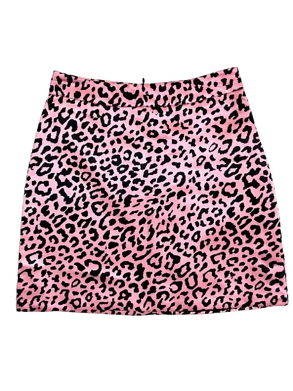 Women's Office Clothing Women's Satin Animal Print Mini Skirt In Pink