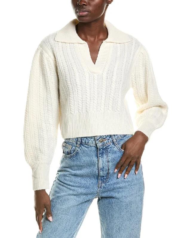 Affordable Luxury Women's Apparel QUINN Cable Puff Sleeve Cashmere Sweater