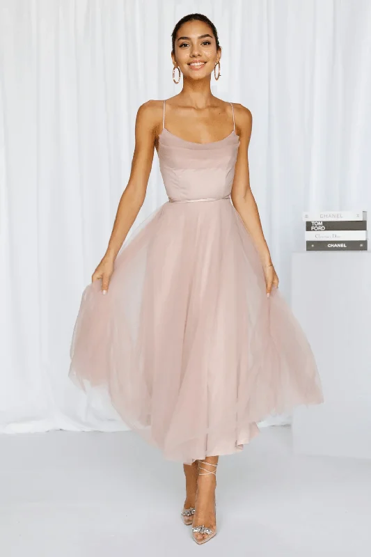 Women's Clothing For Casual Outings Signal My Way Tulle Midi Dress Rose