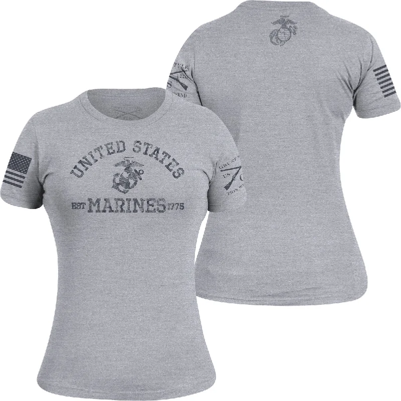 Affordable Women's Outfit Grunt Style Women's USMC - Est. 1775 T-Shirt - Heather Gray