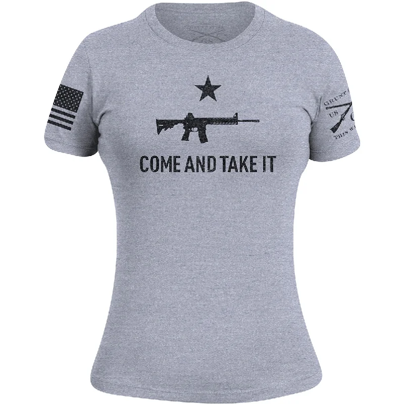 Women's Athletic Outfit Grunt Style Women's Come and Take It 2A Edition T-Shirt - Heather Gray