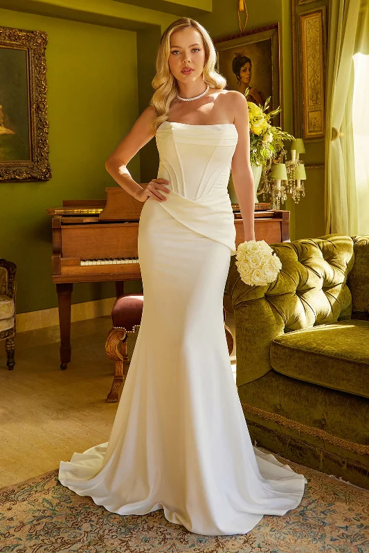 Women's Layered Outfit Long Simple Fitted Wedding Dress