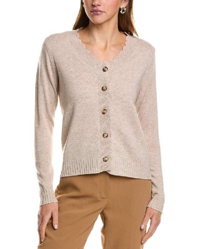 Women's Cozy Clothes Kier + J Scallop Wool & Cashmere-Blend Cardigan