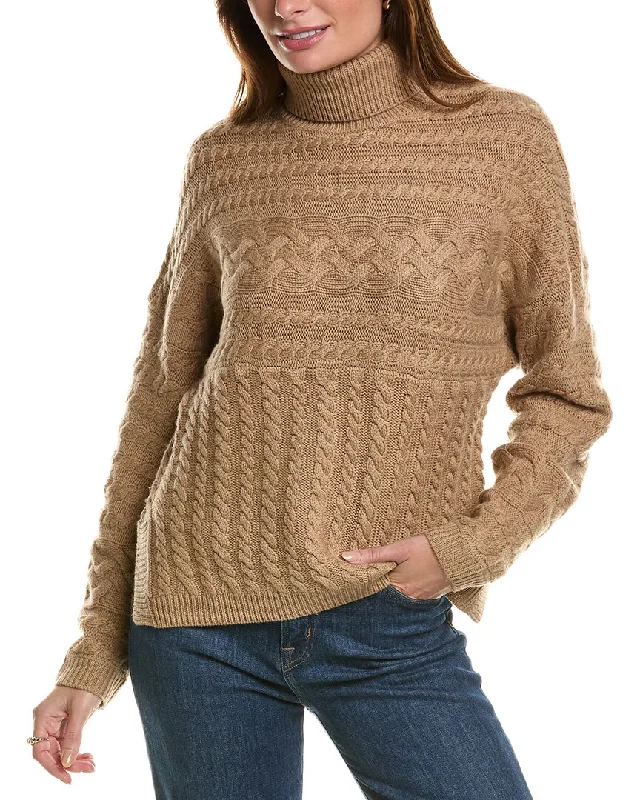 Women's Weekend Outfit Forte Cashmere Luxe Cable Turtleneck Wool & Cashmere-Blend Sweater