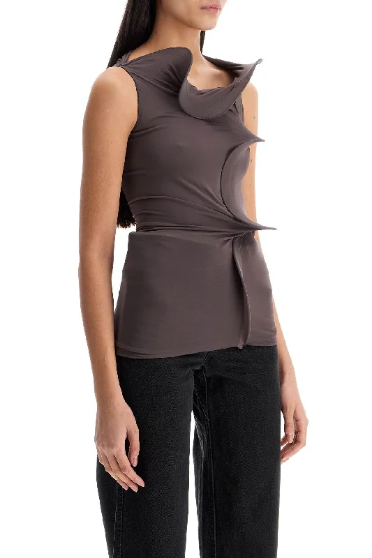 Women's Outdoor Activity Garments Christopher Esber Smoke Gray Viscose Tank Top With Wide Neckline