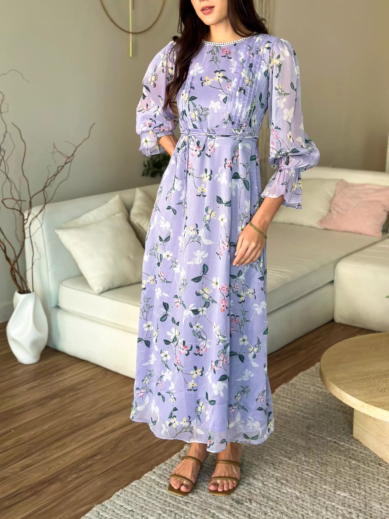 Women's Loungewear Clothes Sisli Lilac Floral Dress