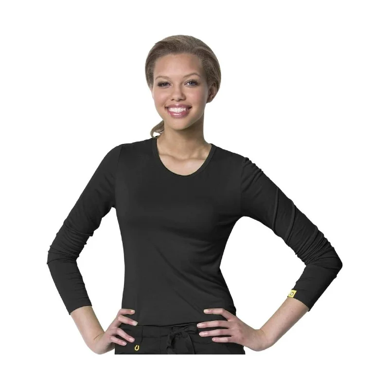 Women's High-Fashion Garments WonderWink Women's Silky Long Sleeve Tee - Black