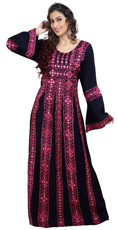 Women's Vintage Attire Persian Kaftan with Machine Embroidery Work