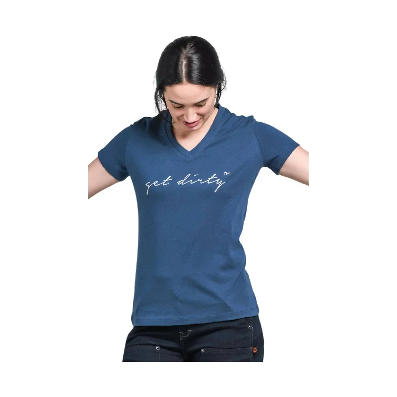 Women's Elegant Evening Outfit Dovetail Women's Get Dirty V Neck Tee - Dovetail Blue FINAL SALE