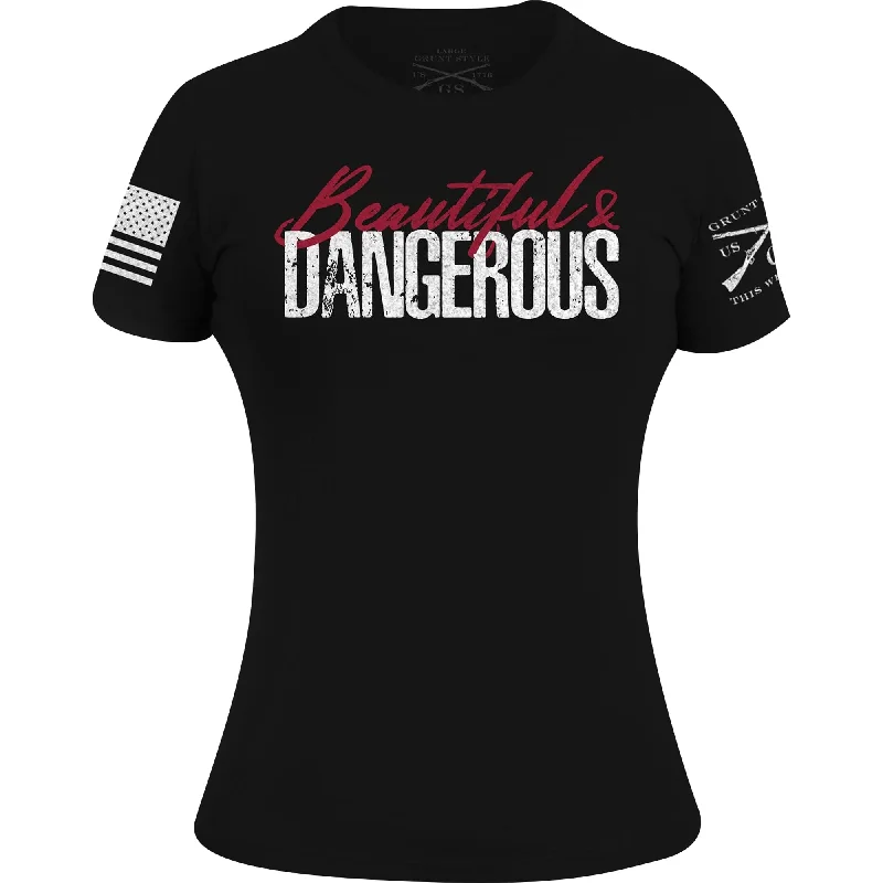 Women's Relaxed Outfit Grunt Style Women's Beautiful & Dangerous T-Shirt - Black