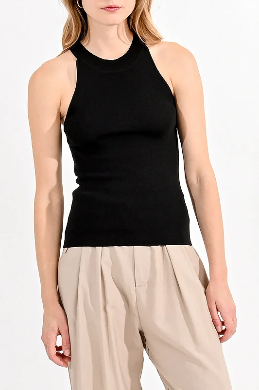 Affordable Fashion Clothing For Women Halter Knit Tank in Black