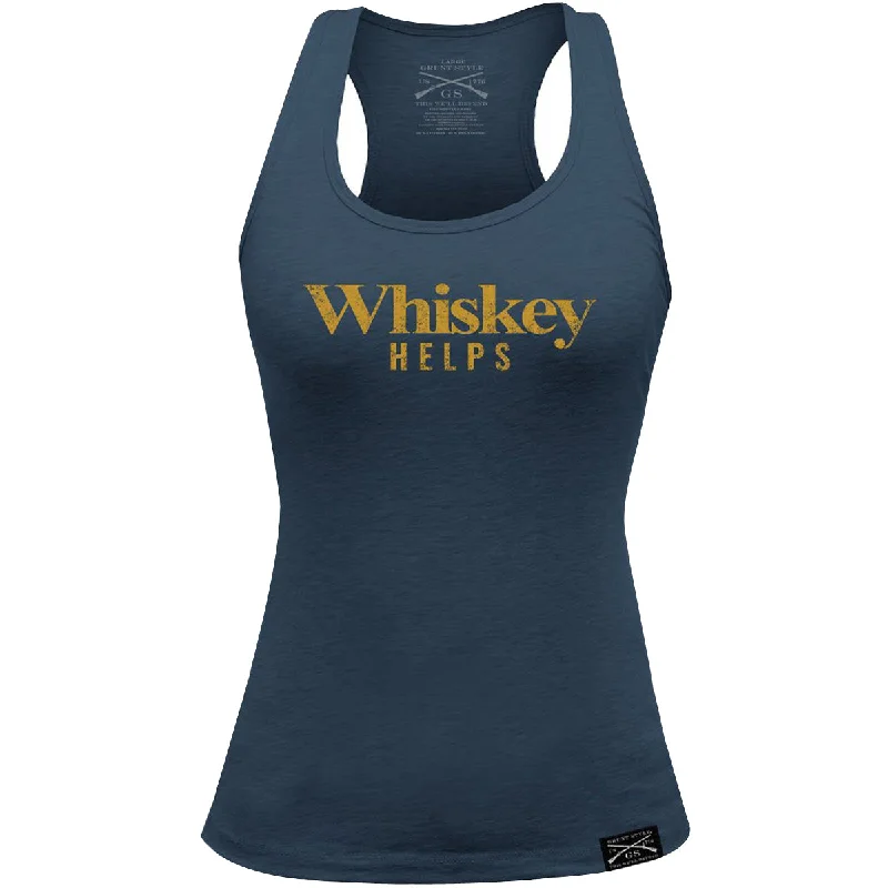 Vintage-Inspired Garments Grunt Style Women's Whiskey Helps Racerback Tank Top - Blue