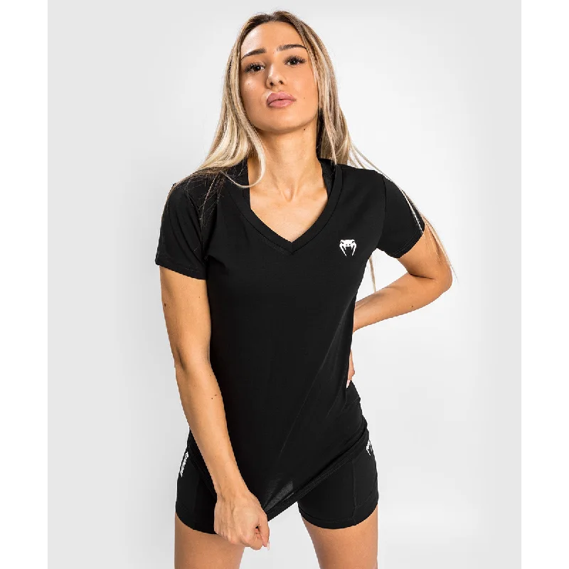 Women's Comfy Loungewear Outfit Venum Women's Essential V-Neck T-Shirt - Black