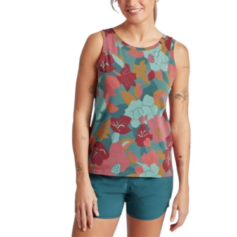 Women's Casual Attire Women's Neha High Neck Tank Top In Hydra Oversize Floral