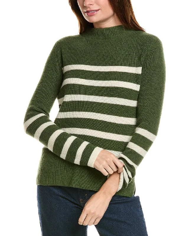 Women's Professional Apparel Forte Cashmere Stripe Funnel Neck Cashmere Sweater