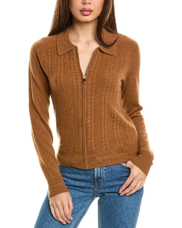 Fashionable Women's Clothing InCashmere Zip Front Cashmere Cardigan