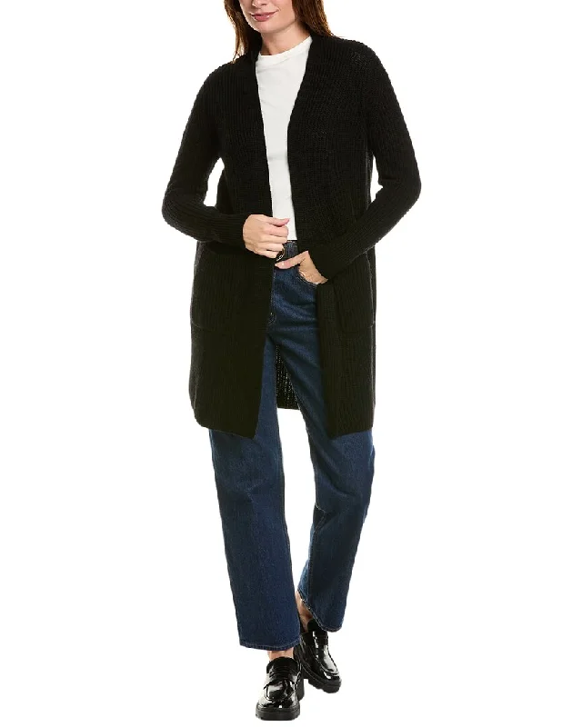 Women's Chic Outerwear Outfit Forte Cashmere Rib Long Wool & Cashmere-Blend Cardigan