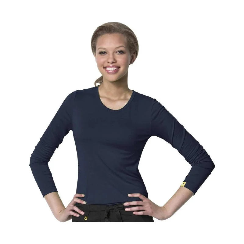 Women's Transitional Garments WonderWink Women's Silky Long Sleeve Tee - Navy