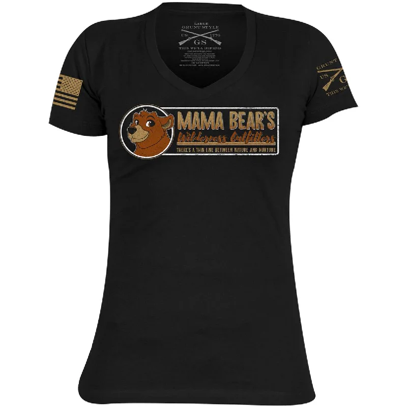 Women's Outfit For The Office Grunt Style Women's Mama Bear V-Neck T-Shirt - Black