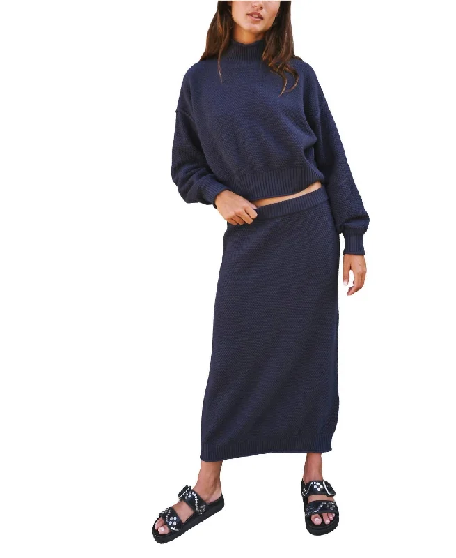 Women's Casual Outfit Hailee Sweater Skirt Set In Navy