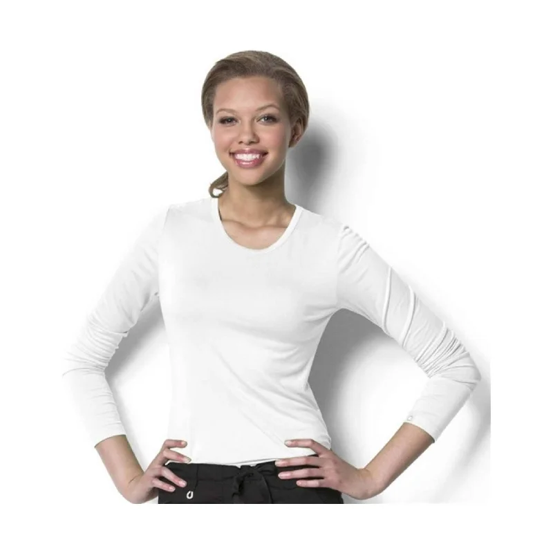 Women's Clothes And Garments WonderWink Women's Silky Long Sleeve Tee - White