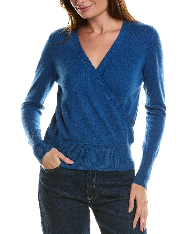 Women's Clothing For Work Forte Cashmere Rib Surplice Cashmere Pullover