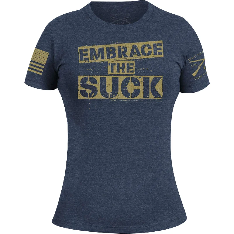 Vintage-Inspired Women's Apparel Grunt Style Women's Embrace the Suck T-Shirt - Indigo