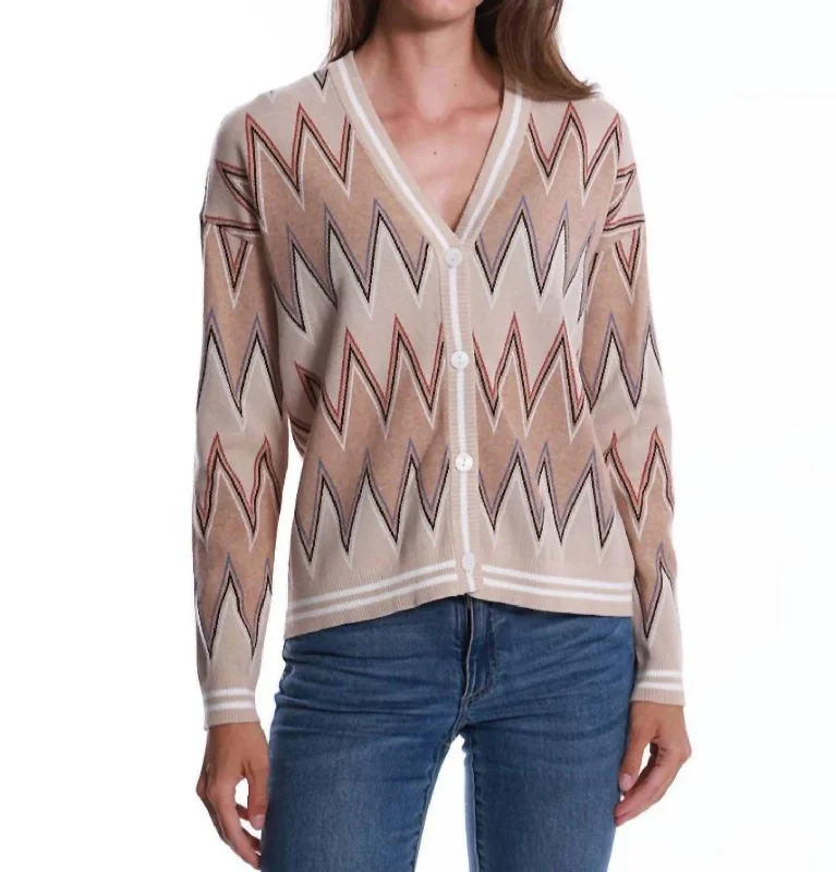 Women's Everyday Attire Viscose Blend Chevron Cardigan In Multi-Colored