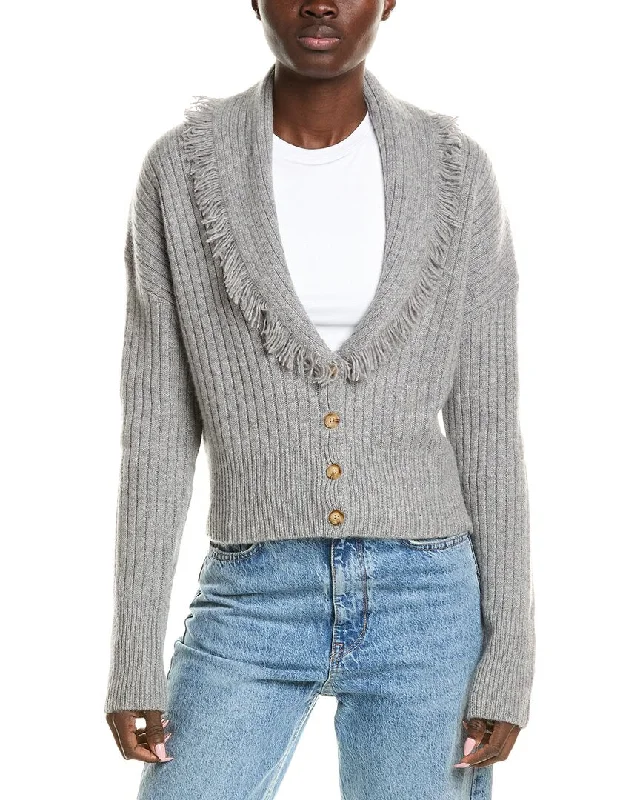 Women's Fashionable Clothing Sets QUINN Cropped Shawl Collar Cashmere Cardigan