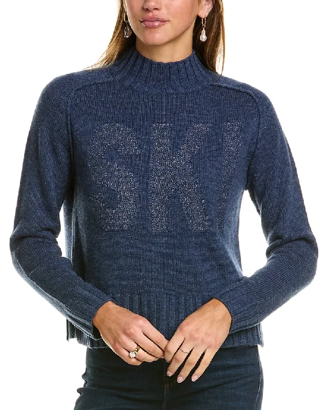 Chic Women's Garments Hannah Rose Lurex Ski Star Mock Neck Wool & Cashmere-Blend Sweater