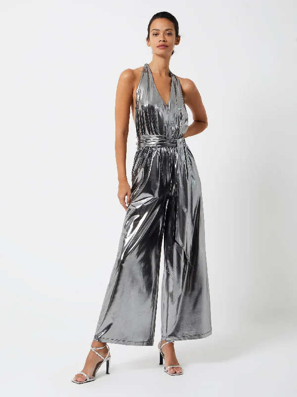 Women's Vintage Clothes Ronja Liquid Metallic Jersey Backless Jumpsuit