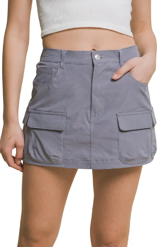 Women's Clothes Nylon Cargo Skirt