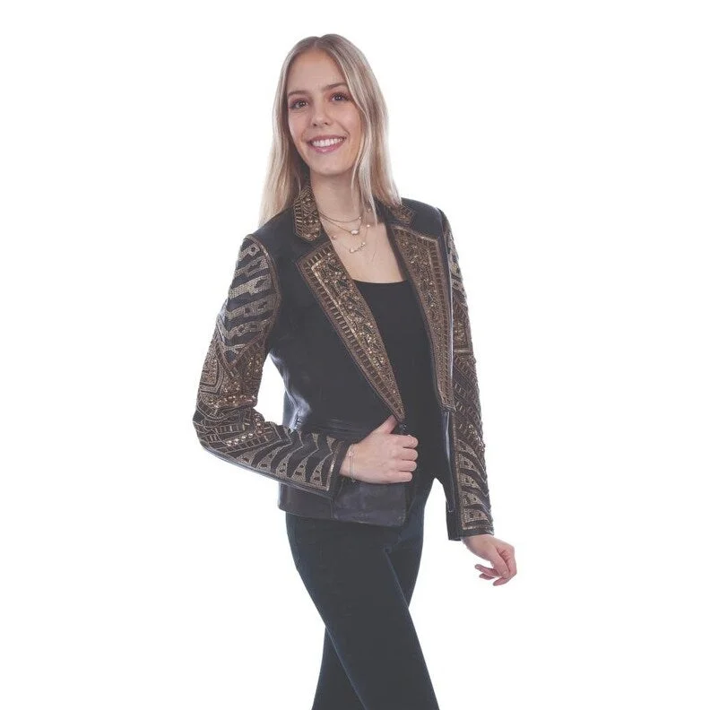 Classic Clothes For Women Scully Western Jacket Womens Beaded Leather Blazer Hook & Eye F0_L1063