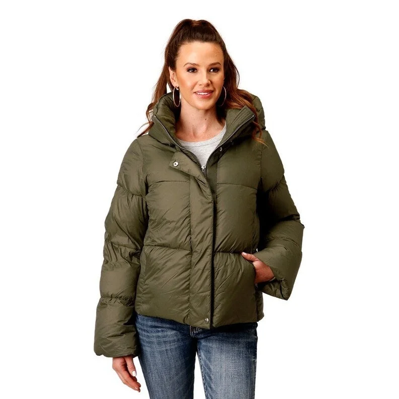 Women's Casual Clothing For Lounging Roper Western Jacket Womens Hood Puffer Green 03-098-0693-6192 GR