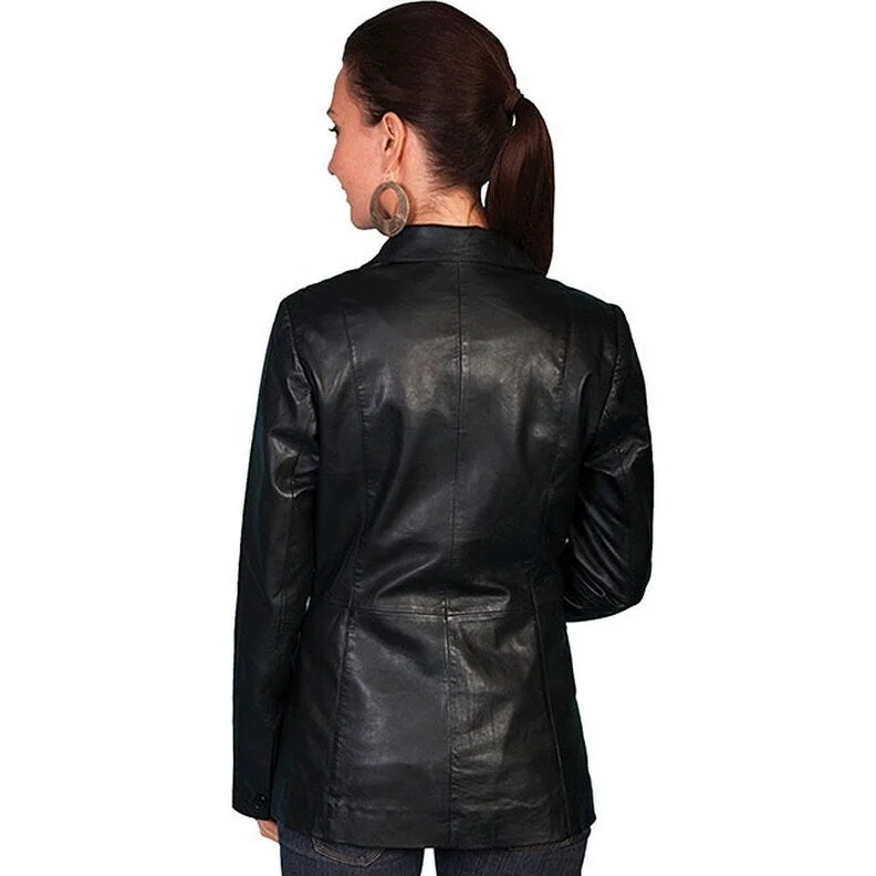 Women's Trendy Activewear Apparel Scully Western Jacket Womens Fitted Leather Button Front F0_L646