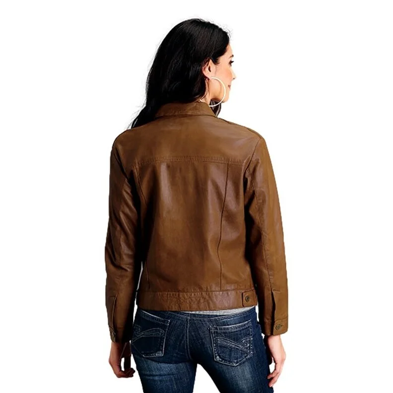 Casual Chic Women's Clothes Stetson Western Jacket Womens Leather Button Brown 11-098-0539-7094 BR