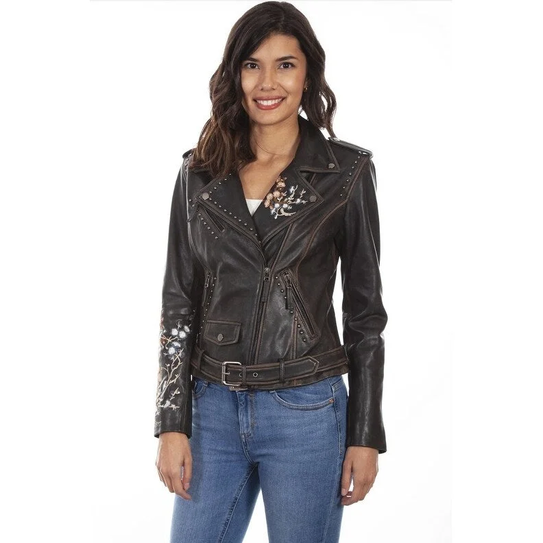 Women's Everyday Clothes Scully Western Jacket Womens Embroidered Motorcycle Black F0_L1032