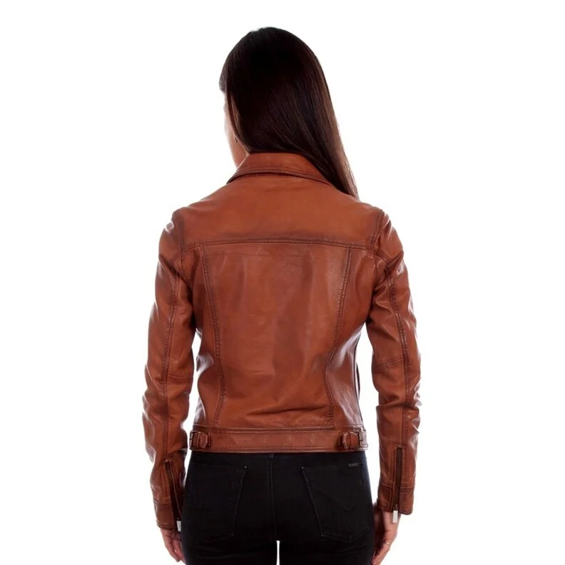 Women's Plus-Size Clothes Scully Western Jacket Womens Leather Cognac Soft Lamb F0_L1093